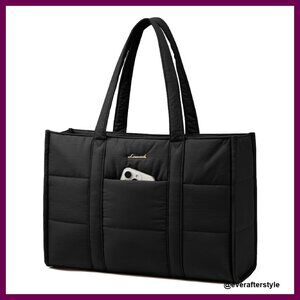 Puffer Tote Bag Quilted Lightweight Casual Shoulder Bag for Work Travel